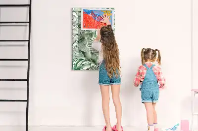 Quadro magnético de apagar a seco estampa de folhas em aquarela