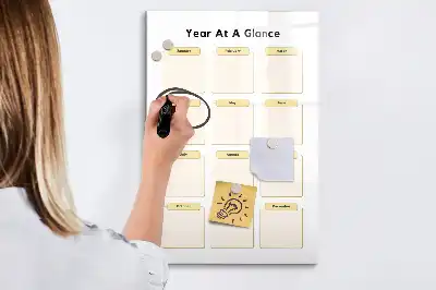 Planner anual quadro de apagar a seco magnético
