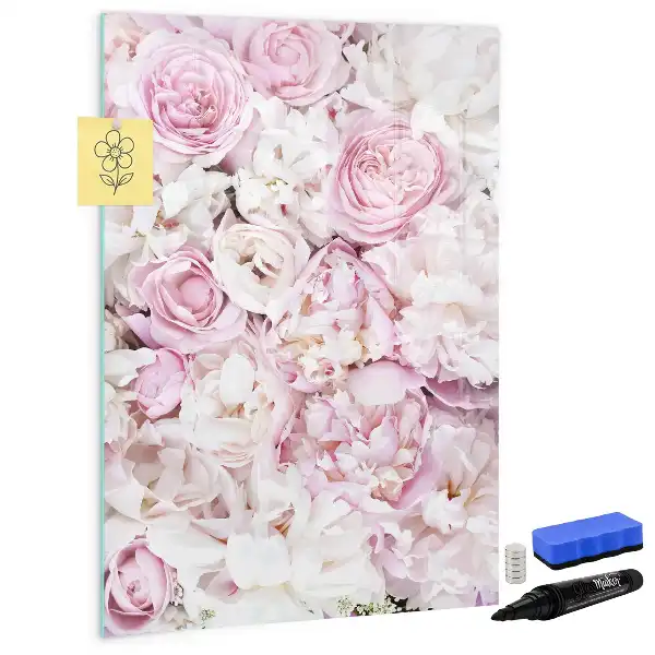 Quadro magnético de apagar a seco com estampa de rosas
