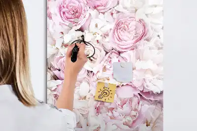 Quadro magnético de apagar a seco com estampa de rosas