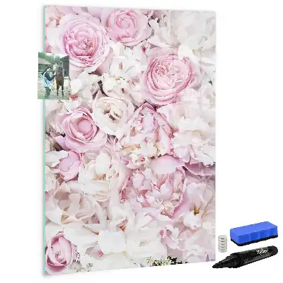 Quadro magnético de apagar a seco com estampa de rosas