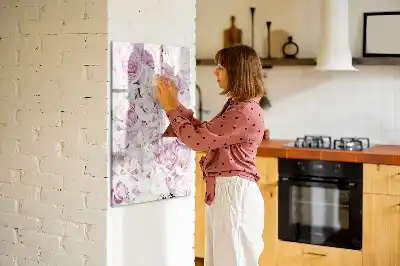 Quadro magnético de apagar a seco com estampa de rosas