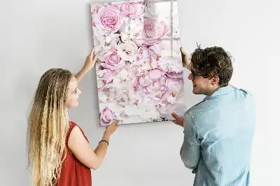 Quadro magnético de apagar a seco com estampa de rosas