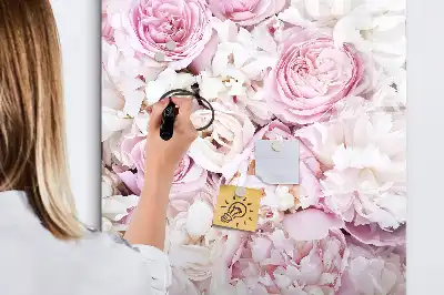 Quadro magnético de apagar a seco com estampa de rosas
