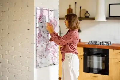Quadro magnético de apagar a seco com estampa de rosas