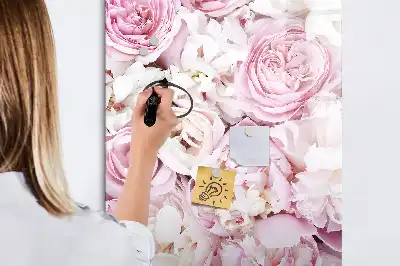 Quadro magnético de apagar a seco com estampa de rosas