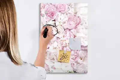 Quadro magnético de apagar a seco com estampa de rosas