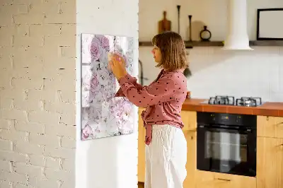 Quadro magnético de apagar a seco com estampa de rosas
