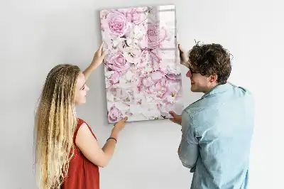 Quadro magnético de apagar a seco com estampa de rosas