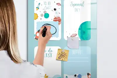 Quadro magnético de apagar a seco planner galáctico
