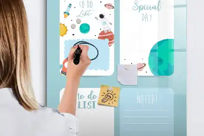 Quadro magnético de apagar a seco planner galáctico
