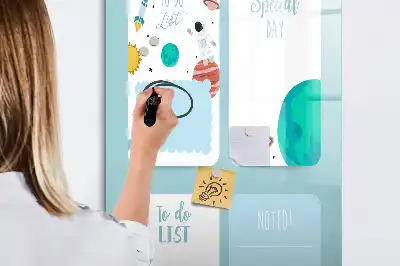 Quadro magnético de apagar a seco planner galáctico
