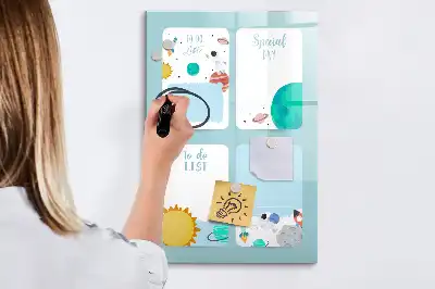 Quadro magnético de apagar a seco planner galáctico