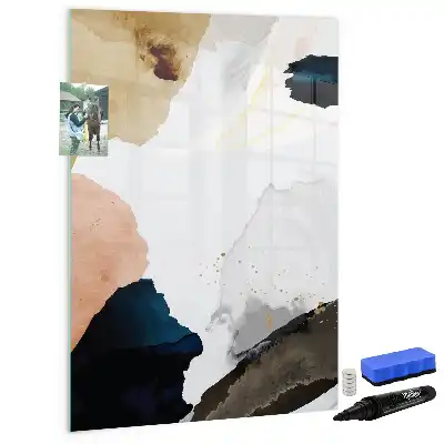 Quadro magnético de apagar a seco com estampa de abstração em aquarela