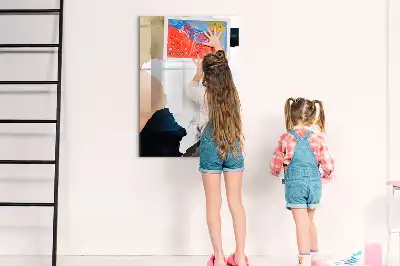 Quadro magnético de apagar a seco com estampa de abstração em aquarela
