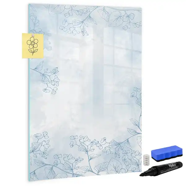 Quadro magnético de apagar a seco estampa de esboço de flor