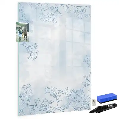 Quadro magnético de apagar a seco estampa de esboço de flor