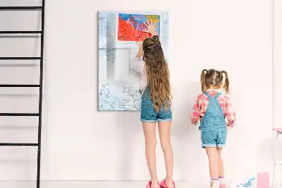 Quadro magnético de apagar a seco estampa de esboço de flor
