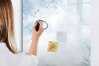 Quadro magnético de apagar a seco estampa de esboço de flor