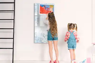 Quadro magnético de apagar a seco estampa de esboço de flor