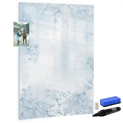 Quadro magnético de apagar a seco estampa de esboço de flor