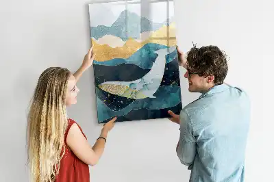 Quadro magnético de apagar a seco baleia de mármore