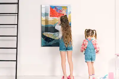 Quadro magnético de apagar a seco baleia de mármore