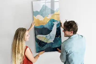 Quadro magnético de apagar a seco baleia de mármore
