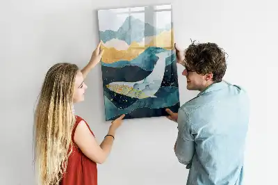 Quadro magnético de apagar a seco baleia de mármore