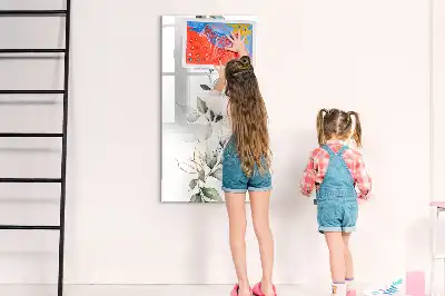 Quadro magnético de apagar a seco modelo folhas de junco