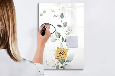 Quadro magnético de apagar a seco modelo folhas de junco