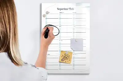Quadro magnético de apagar a seco datas importantes
