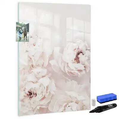 Quadro magnético de apagar a seco estampa de peônias