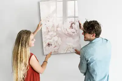 Quadro magnético de apagar a seco estampa de peônias