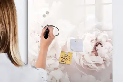 Quadro magnético de apagar a seco estampa de peônias