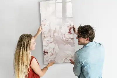Quadro magnético de apagar a seco estampa de peônias