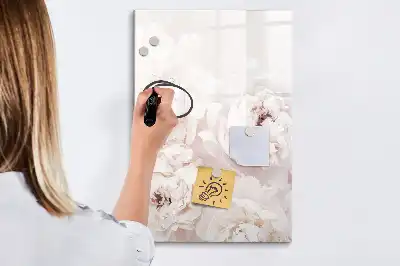 Quadro magnético de apagar a seco estampa de peônias