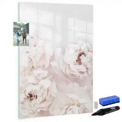 Quadro magnético de apagar a seco estampa de peônias