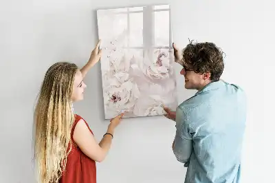 Quadro magnético de apagar a seco estampa de peônias