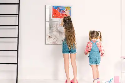 Quadro magnético de apagar a seco estampa de peônias