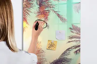 Quadro magnético de apagar a seco estampa de palmeira tropical