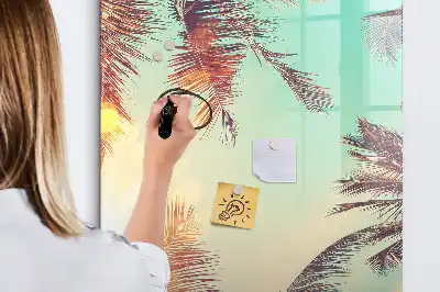 Quadro magnético de apagar a seco estampa de palmeira tropical