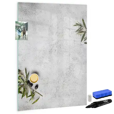 Quadro magnético de apagar a seco modelo concreto e azeitonas
