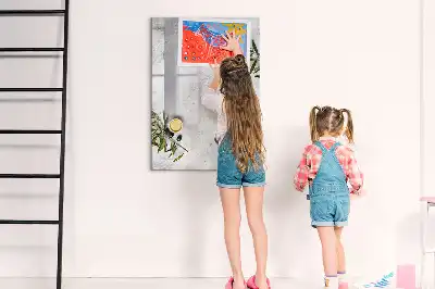 Quadro magnético de apagar a seco modelo concreto e azeitonas