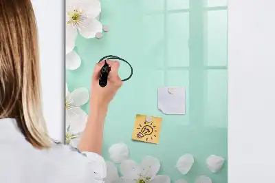 Quadro magnético de apagar a seco estampa flores em flor