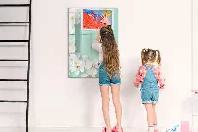 Quadro magnético de apagar a seco estampa flores em flor