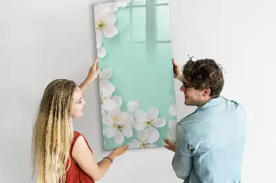 Quadro magnético de apagar a seco estampa flores em flor