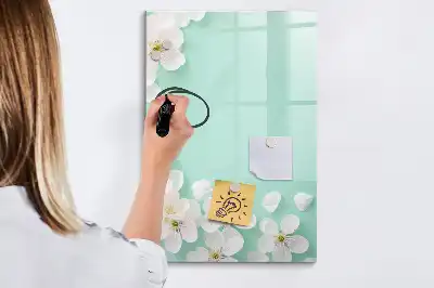 Quadro magnético de apagar a seco estampa flores em flor