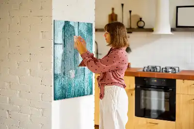 Quadro magnético de apagar a seco na cor madeira azul