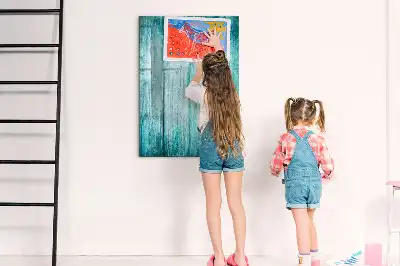 Quadro magnético de apagar a seco na cor madeira azul